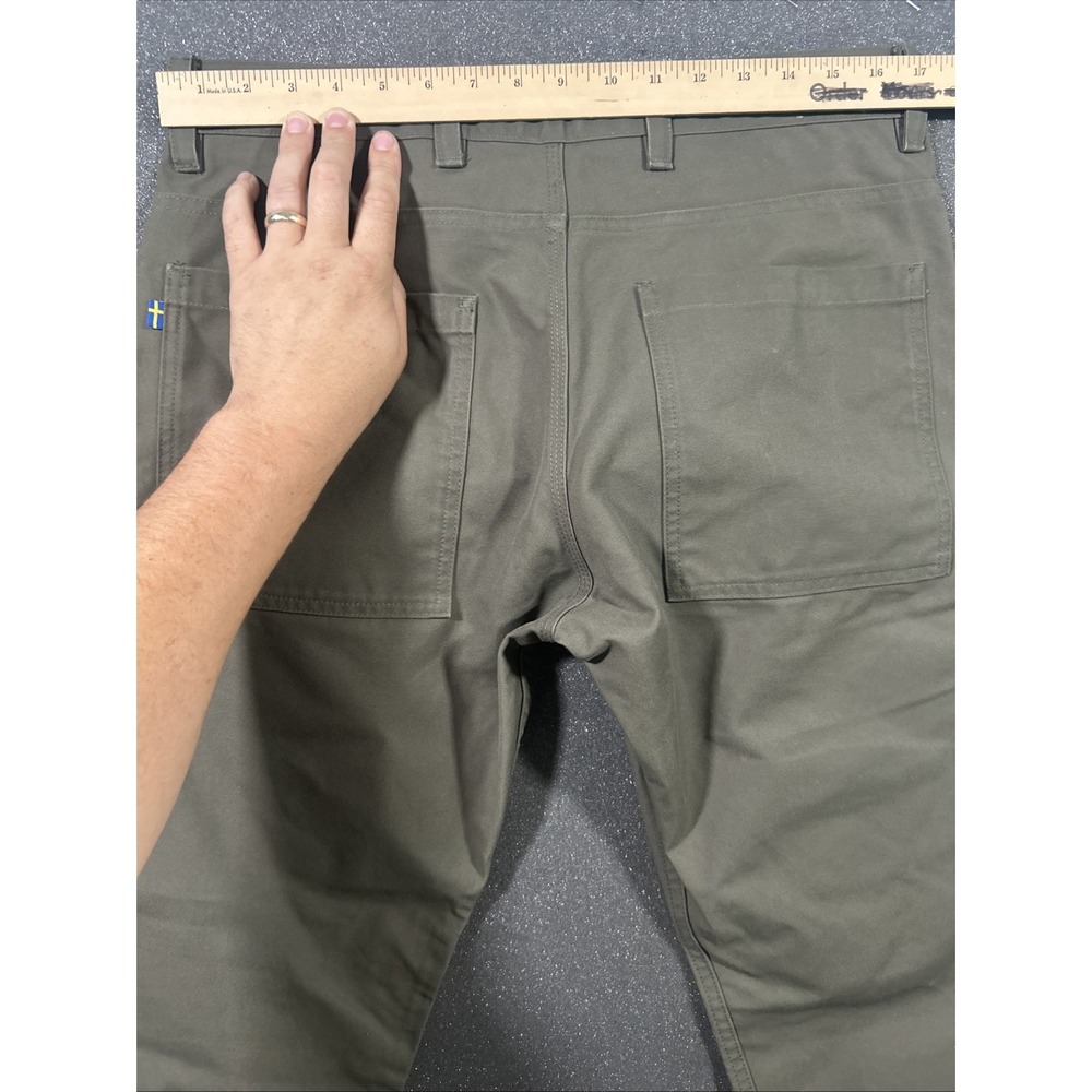 Fjallraven Pants Mens 32x31 Olive Greenland Jeans Cargo Outdoor Hike G1000 Waxed - Picture 5 of 10